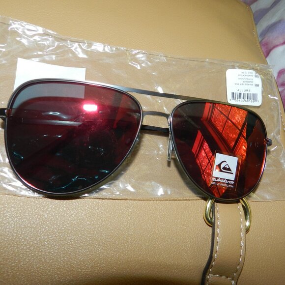 QUIKSILVER Aviator🕶Sunglasses Red Lens GunMetal Frame QS4000OP 033🆕📦⌚🏃💨⚡🚚 - Picture 3 of 16